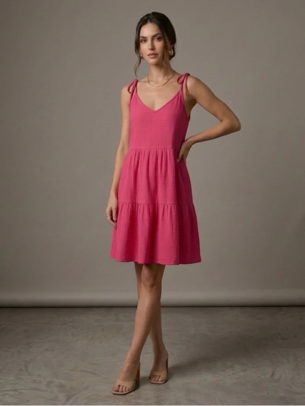 pink mini dress h&m H&M Hot Pink Floral Mini Dress S (4-6) New